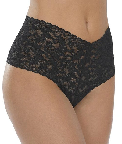 Hanky Panky Plus Size Signature Lace Retro Thong In Black