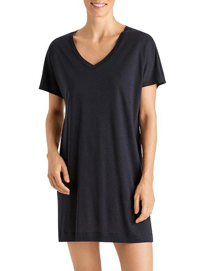 Hanro Laura Knit Sleep Shirt In Midnight