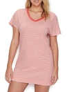 Hanro Laura Oversized Sleep Tee In Grapefruit Stripe