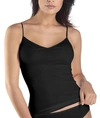 Hanro Seamless Cotton V-neck Camisole In Black