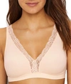 Hanro Cotton Lace Soft Cup Wireless Bra In Powder