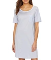 Hanro Cotton Deluxe Short-sleeve Gown In Blue Glow