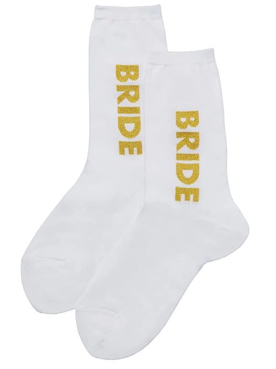 Hot Sox Sparkle Bride Crew Socks In White