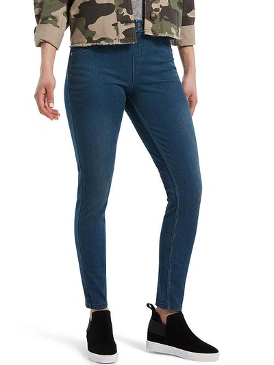 Hue High-waist Denim Leggings In Steely Blue