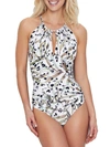KENNETH COLE JUNGLE FEVER HIGH NECK SHAPING ONE-PIECE