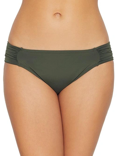 La Blanca Island Goddess Shirred Hipster Bikini Bottom In Olive