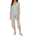 Ralph Lauren Plus Size Heritage Essential Knit Capri Pajama Set In Grey Stripe