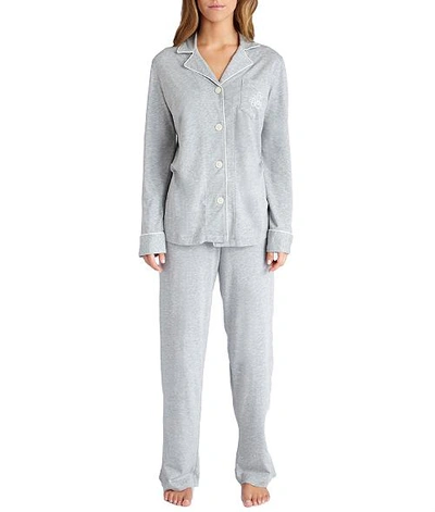 Lauren Ralph Lauren Hammond Knit Pajama Set In Grey Heather