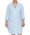 Lauren Ralph Lauren Plus Size Further Lane Woven His Shirt In Light Blue Stripe