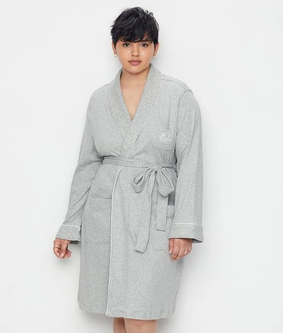 Ralph Lauren Plus Size Hartford Lounge Shawl Collar Knit Robe In White