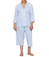 Ralph Lauren Plus Size Heritage Essential Knit Capri Pajama Set In Blue Stripe