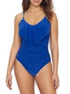 Magicsuit Isabel Slimming Ruffled Underwire One-piece Swimsuit Women's Swimsuit In Cobalt