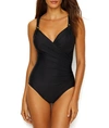 Miraclesuit Razzle Dazzle Siren Twist-front Underwire Allover Slimming One-piece Swimsuit Women's Swimsuit In Black