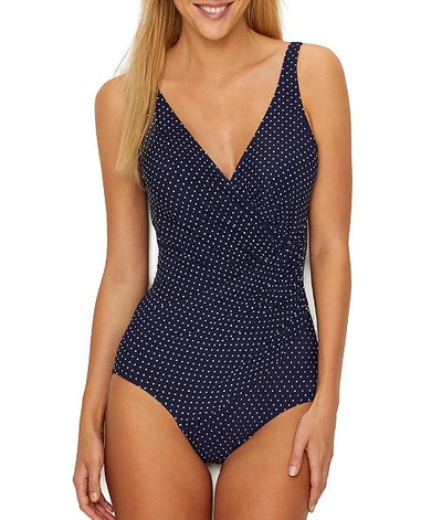 Miraclesuit Pin- Point Oceanus Allover Slimming One Piece Women's Swimsuit In Midnight