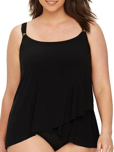 Miraclesuit Plus Size Solid Razzle Dazzle Underwire Tankini Top In Black