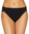 Natori Bliss French Cut Brief Panty Underwear With Lace Trim In Black