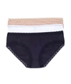 Natori Bliss Cotton Girl Brief 3-pack In White,cafe,black
