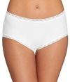 Natori Bliss Lace-trim High Rise Cotton Brief 755058 In White