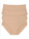 Natori Bliss 3-pack Cotton Blend Briefs In Cafe