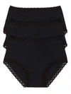 Natori Bliss Lace Trim High Rise Brief Underwear 3-pack 755058mp In Black