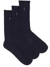 Polo Ralph Lauren Big & Tall Combed Cotton Crew Socks 3-pack In Black