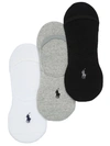 Polo Ralph Lauren Men's 3-pk. Sneaker Liner Socks In Black,grey,white