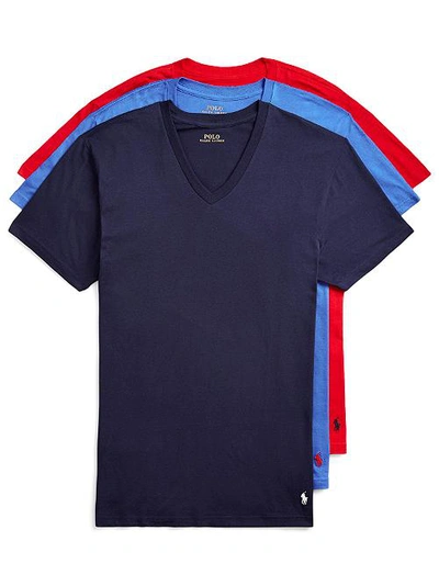 Polo Ralph Lauren Classic Fit Cotton T-shirts 3-pack In Cruise,royal,red