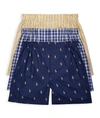 Polo Ralph Lauren Classic Fit Woven Cotton Boxer 3-pack In Plaid,stripe Combo