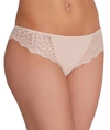Simone Perele Caresse Lace-side Cheeky Tanga In Peau Rose