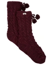 Ugg Pom Pom Fleece Lined Crew Socks In Port