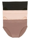 Wacoal B-smooth Hi-cut Brief 3-pack In Black,nude,cafe