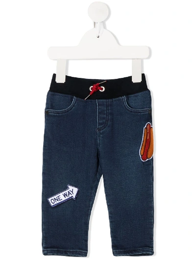 Little Marc Jacobs Babies' Multiple Patch Trousers In Blue