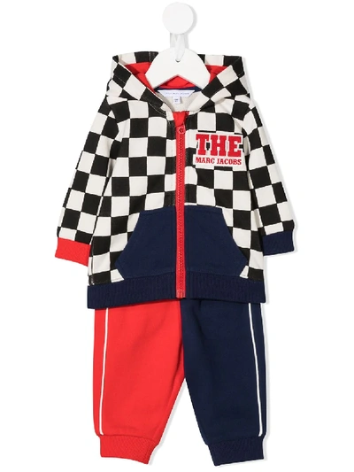 Little Marc Jacobs Babies' Checkered Two-piece Tracksuit In Blue