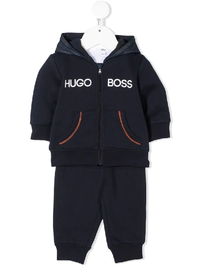 Hugo Boss Babies' Logo Two-piece Tracksuit In Blue