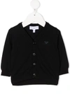 EMPORIO ARMANI RAISED LOGO RIB-TRIMMED CARDIGAN