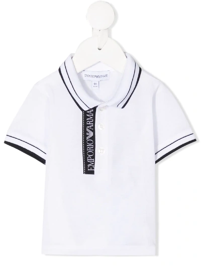 Emporio Armani Babies' Striped-trim Polo Shirt In White