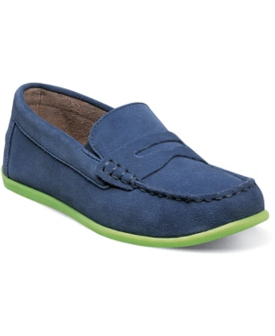 Florsheim Little Boy Jasper Driver Shoes In Blue Suede