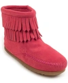 Minnetonka Toddler Girls Double Fringe Side Zip Boot In Pink