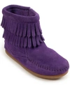Minnetonka Toddler Girls Double Fringe Side Zip Boot In Purple
