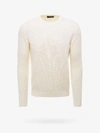 Roberto Collina Crew Neck Cotton Blend Brushed Sweater In White