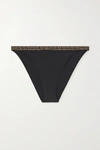 Versace Black Greca Border Bikini Bottoms In Black