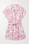 ZIMMERMANN BELLS BELTED PRINTED LINEN PLAYSUIT