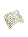 ALEXIS BITTAR 10K Yellow Gold & Crystal Pavé Spiked Cuff Bracelet