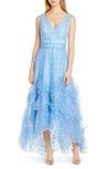MARCHESA NOTTE SEQUIN DOT HIGH/LOW TULLE COCKTAIL DRESS,N39M1936