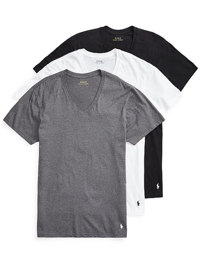 Polo Ralph Lauren Classic Fit Cotton T-shirts 3-pack In Black,grey,white