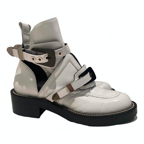 PreOwned Balenciaga Ceinture White Leather Ankle Boots