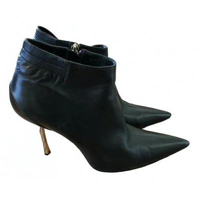 Pre-owned Gucci Black Leather Ankle Boots