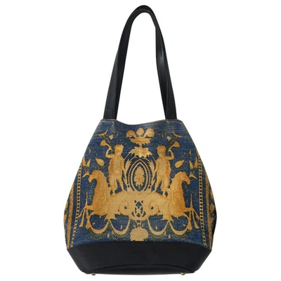 Pre-owned Versace Cloth Tote In Navy