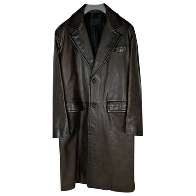 Pre-owned Prada Brown Leather Coat