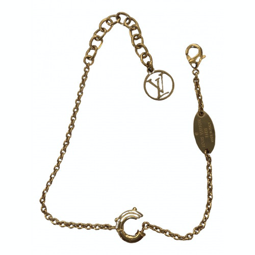 Pre-Owned Louis Vuitton Alphabet Lv&me Gold Metal Bracelet | ModeSens
